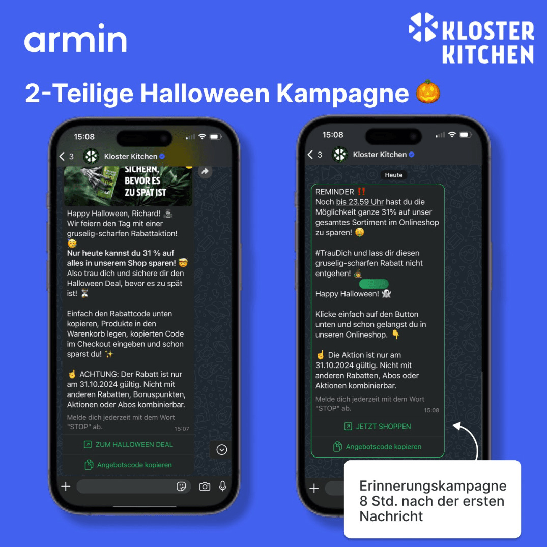 Kloster Kitchen WhatsApp Marketing Case Study: 2-Teilige Halloween Kampagne